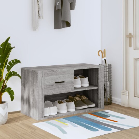 vidaXL Skoskap gr? sonoma 80x35x45 cm konstruert tre