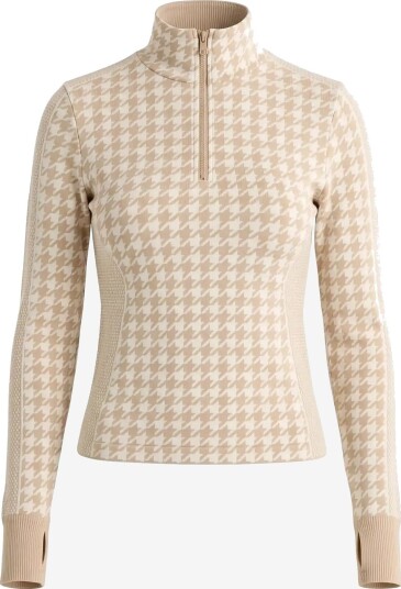 Drop of Mindfulness Seamless Half Zip Base Layer CREAM WHITE DOGTOOTH XS