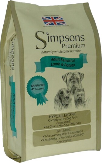 Simpsons Premium Tørrfôr Adult Sensitive & Potet Lam 12 kg Simpsons Premium Tørrfôr Adult Sensitive & Potet Lam 12 kg