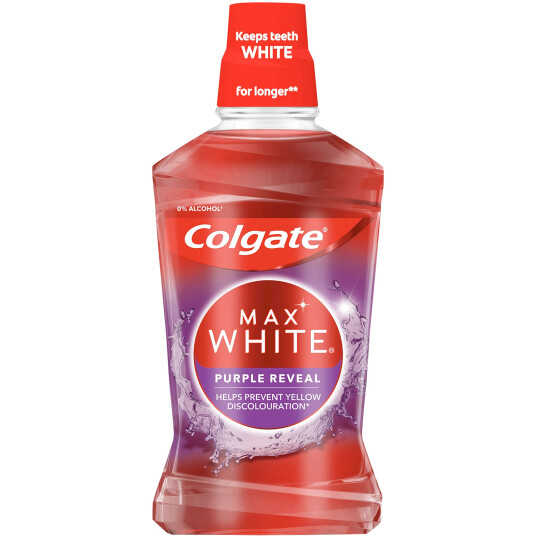Colgate Whitening Munnvann Max White Purple Reveal 500 ml. Colgate Whitening Munnvann Max White Purple Reveal 500 ml.