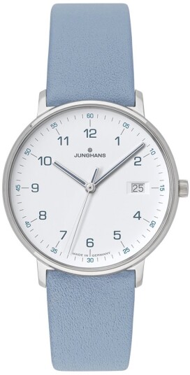 Junghans Dameklokke 47/4456.00 FORM Ladies Hvit/Lær Ø34.1 mm