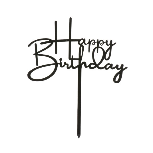 Kaketopp i Akryl Happy Birthday 