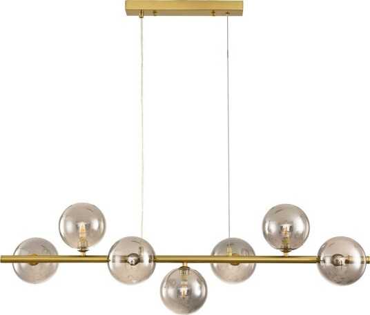Home Décor Siena 7xG9 langbordspendel messing/røykfarget 90cm røykfarget glass inkl. wireoppheng uten lyskilde Home Décor Siena 7xG9 langbordspendel messing/røykfarget 90cm røykfarget glass inkl. wireoppheng uten lyskilde