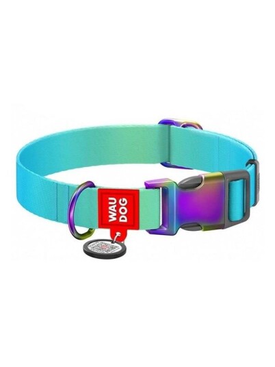 Waudog Nylon collar with QR code for gradient dog blue size XL