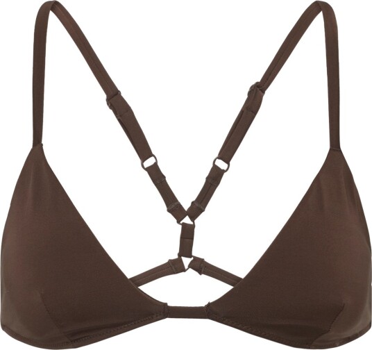 Monki Crossback Triangle Bikini Top   Brown   S