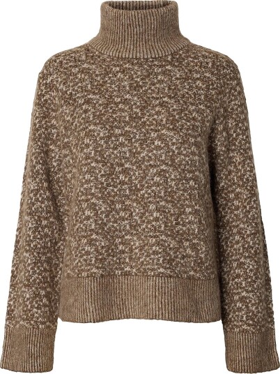 Selected Women Polohals Slwlulu Duo Ls Knit High Neck Natur