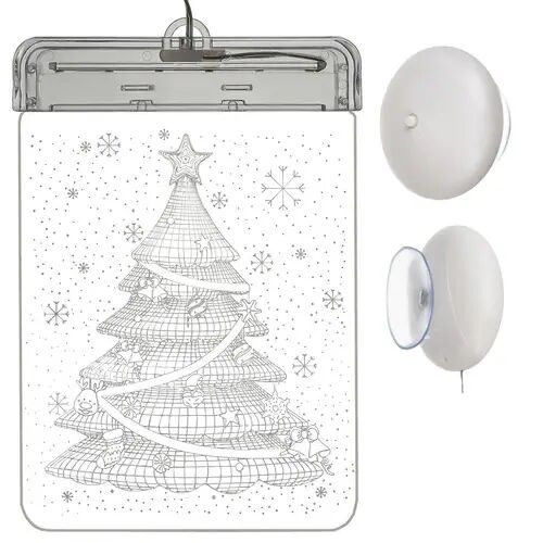 Malatec 3D LED-skylt med Sugkopp Julgran