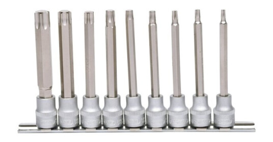 Ks Tools 911.1550, Støpselsett, 3/8", 9 Hoder, Kromvanadiumstål, Din 3120, Iso 1174, 650 G