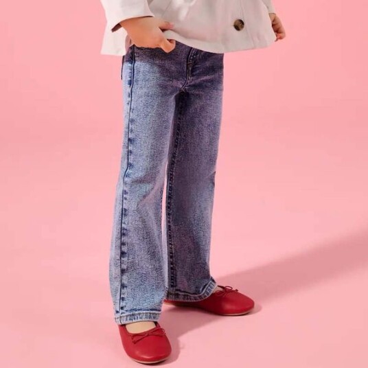 Kids Only Mni Kmgjuicy wide fit jeans småbarn Light Blue