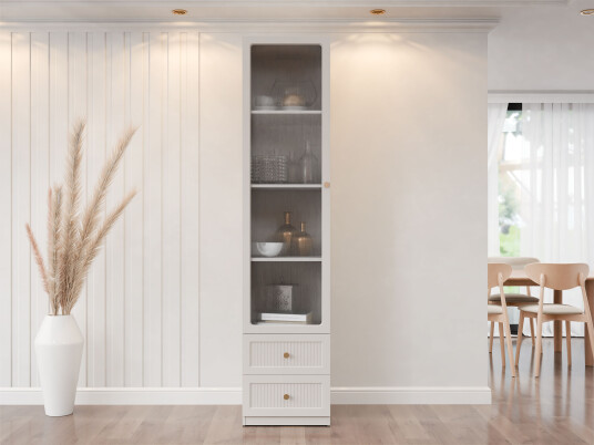 Fayric Vitrineskap 46x201 cm Beige Fayric Vitrineskap 46x201 cm Beige