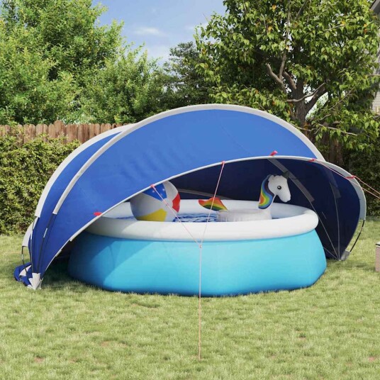 vidaXL Poolkuppel Blå 472 x 460 x 229 cm 185T polyester med PU-belegg