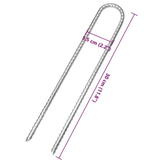  Teltplugger 6 stk U-formet 30 cm Ø7 mm galvanisert stål