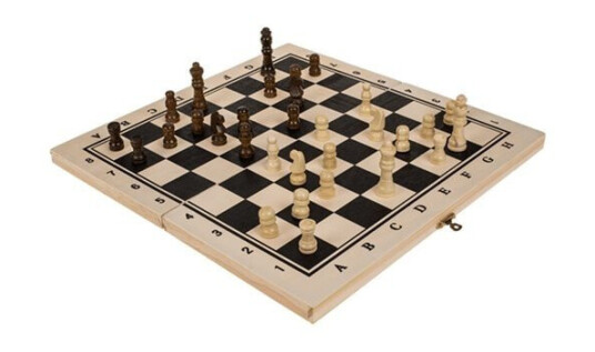 Klassisk sjakkspill i tre 34x34 cm - Strategi og moro