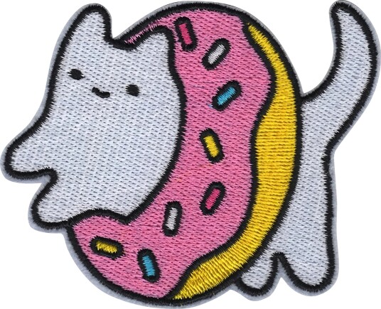 Märkbar Stoffmerke Katt i Donut F-6-1