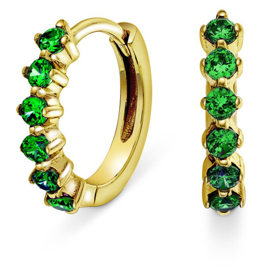 Pan Jewelry, Øreringer i forgylt sølv med grønn zirkonia Pan Jewelry, Øreringer i forgylt sølv med grønn zirkonia