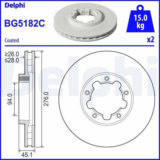 DELPHI BG5182C Bremseskive