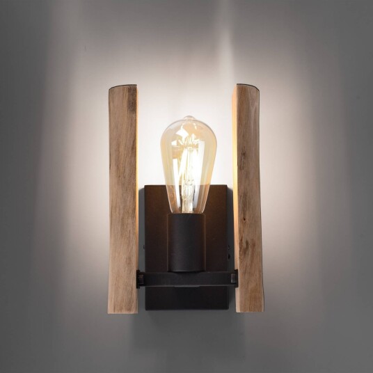 JUST LIGHT. GmbH Vegglampe Log, dimbar, Lyst tre , Stue / spisestue, Aluminium, Herregård / rustikk