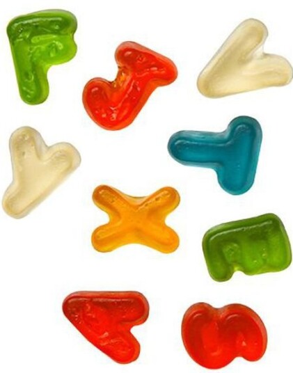 1 kg Jellioo Gummy Alphabet Forskjellige Fargede og Bokstavformede Vingummibiter