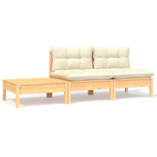  Hagesofagruppe med kremhvite puter 3 deler heltre furu 806682