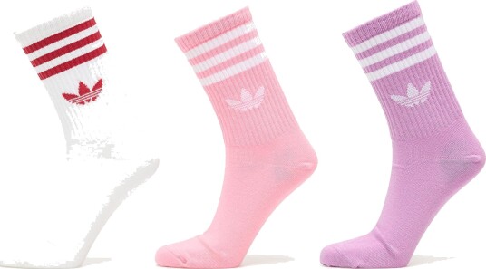 Adidas Originals Sokker 3 pack 3S Crew Prepur/Blipnk/Whit Adidas Originals 34/36 Sokker Hvit Lilla Rosa 34 36