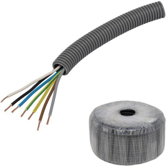 Pipelife FQ PowerFlex Kabel forhåndslagt, temperaturklasse II 50 m, 7G 1,5 mm², ytre Ø 20 mm