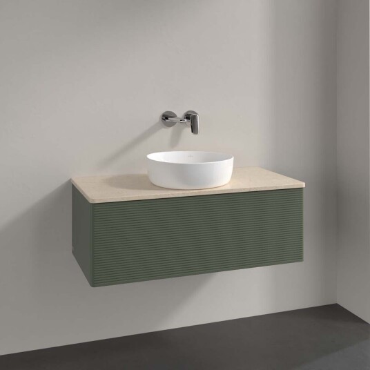 Villeroy & Boch Antao Servantskap med 1 skuff 100x50x36 cm u/lys Grønn Matt/Crème Villeroy & Boch Antao Servantskap med 1 skuff 100x50x36 cm u/lys Grønn Matt/Crème