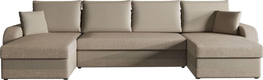 Alvared 4 seters Sovesofa med Dobbeldivan med Oppbevaring   Fløyel/Beige