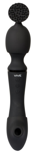 Vive: Nami, Pulse-Wave Wand Vibrator with Clitoral Sleeves, svart