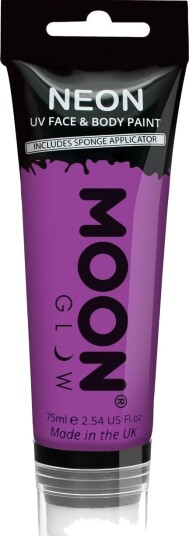 Lilla Neon UV Blacklight Ansikt og Kroppsmaling med Svamp 75 ml