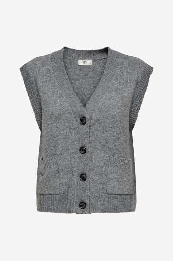 Jdy Vest jdySuper Life S/l V neck Vest Knt N Grå Jdy Vest jdySuper Life S/l V neck Vest Knt N Grå