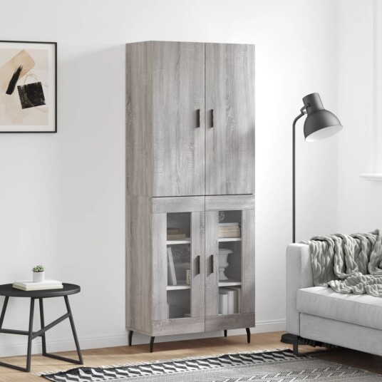 vidaXL Highboard grå sonoma 69,5x34x180 cm konstruert tre 8720845410025