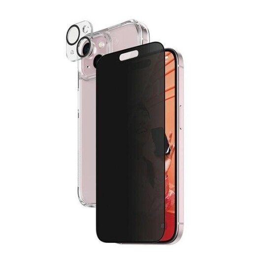 Panzerglass 3-i-1 Bundle for iPhone 15 Plus - Skjermbeskytter med Personvernsfilter, Deksel og Kamerabeskyttelse - Gjennomsiktig og Svart