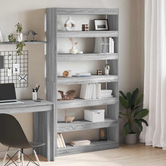 Bokhylle/Romdeler Svart Eik 100x30x198 cm Laget av Tre Bokhylle/Romdeler Svart Eik 100x30x198 cm Laget av Tre