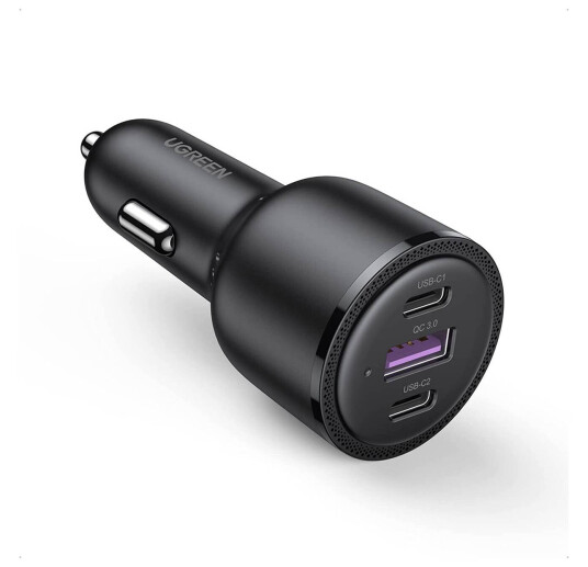 Ugreen kraftig trippel billader 1x USB-A og 2x USB-C PD QC - 69W Ugreen kraftig trippel billader 1x USB-A og 2x USB-C PD QC - 69W