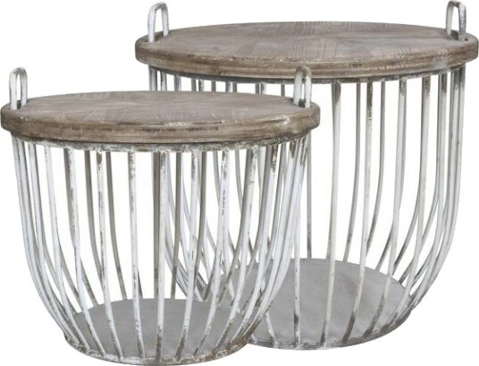Antique Chic Antique Salongbord Hvit Med Trelokk Sett Med 2 Stk