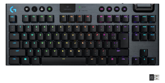 Logitech G915 TKL Trådløst Gaming Tastatur med RGB Belysning og Tactile Brytere - Karbon