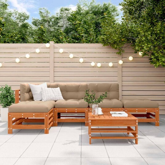 vidaXL Hage lounge sett 5 pcs Voksbrun Heltre furu
