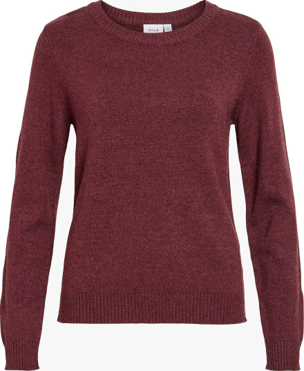 Vila Ril O Neck Long Sleeve Knit Top Burgunder XL