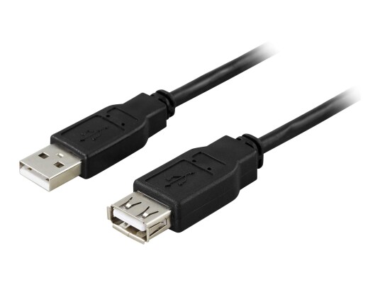 Deltaco USB 2.0 Forlengelseskabel 2 m Svart Type A Hann-Hunn