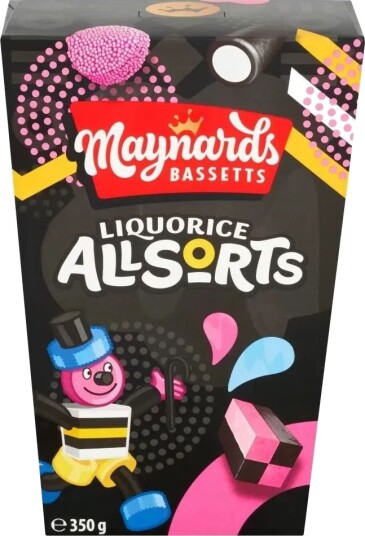 Gaveeske med Maynards Bassetts Allsorts Liquorice 350 gram