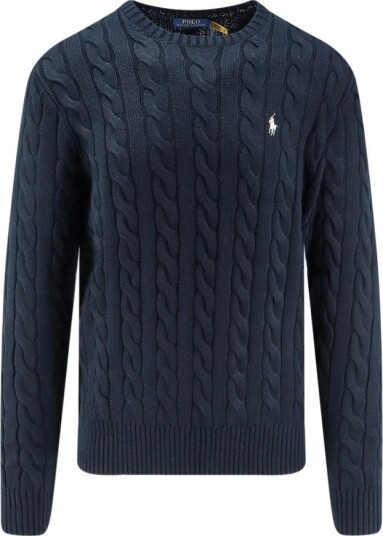Polo Ralph Lauren Cable Knit Cotton Sweater Navy L Polo Ralph Lauren Cable Knit Cotton Sweater Navy L