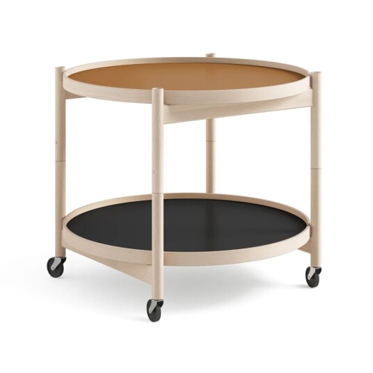 Brdr. Krüger Bølling Tray Table model 60 rullebord clay, ubehandlet bøkestativ