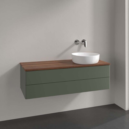 Villeroy & Boch Antao Servantskap med 2 skuffer 120x50x36 cm m/lys Grønn Matt/Valnøtt