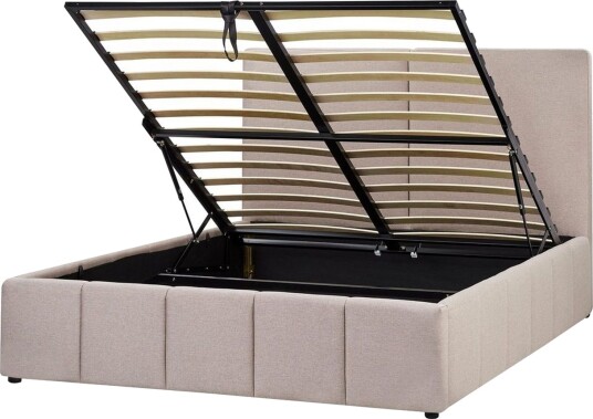 Seng med lagring Castelnavet Beige svart 160x200 cm