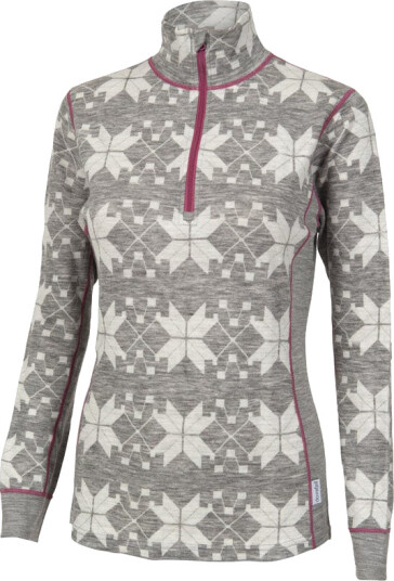 Dovrefjell Traditional ullpolo (W), grey/berry - Str. 3XL