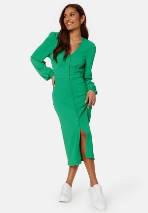 BUBBLEROOM Structure Button Midi Dress Green S