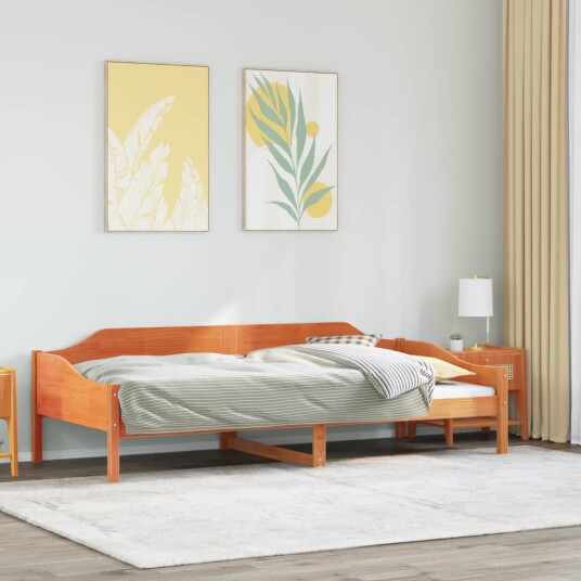 Sengeramme uten madrass voksbrun 90x190 cm heltre furu