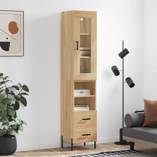 vidaXL Highboard sonoma eik 34,5x34x180 cm konstruert tre 8720845487300