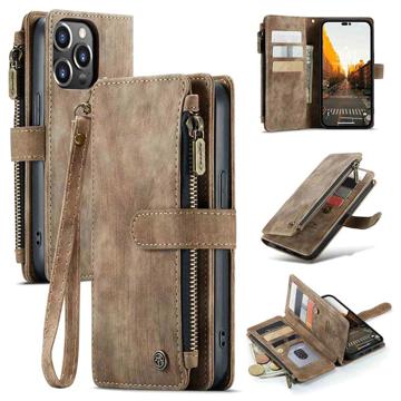 Caseme C30 Multifunksjonell iPhone 14 Pro Max Lommebok-deksel Brun