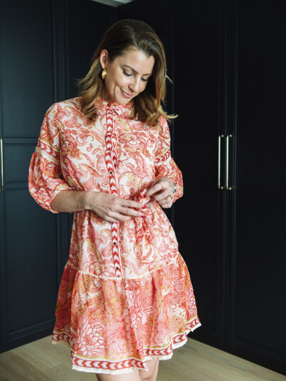 Vila Praya V Neck Printed Short Dress Oransje 40